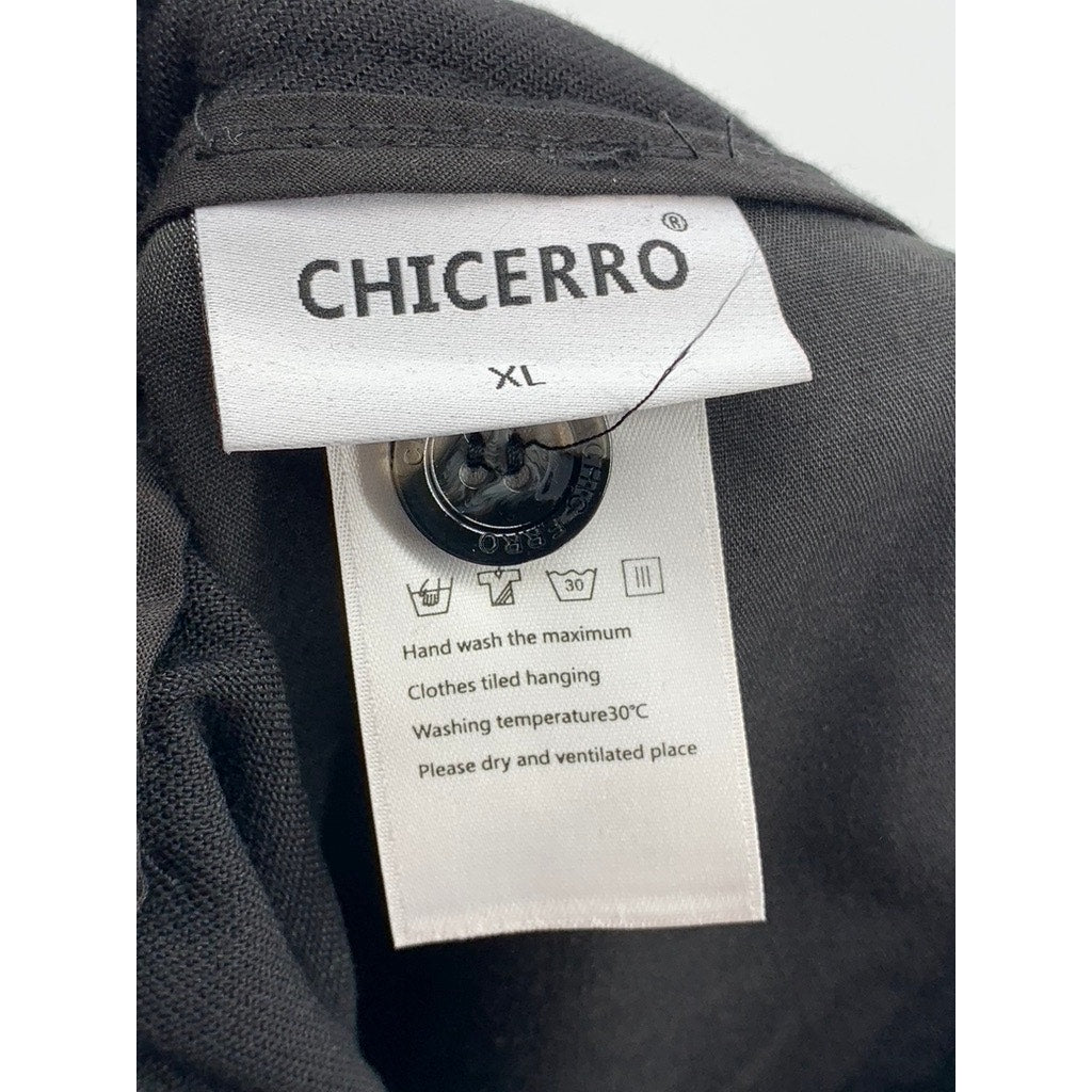 CHIC ERRO Men's Black Straight-Leg Zipper Hem Pants SZ XL