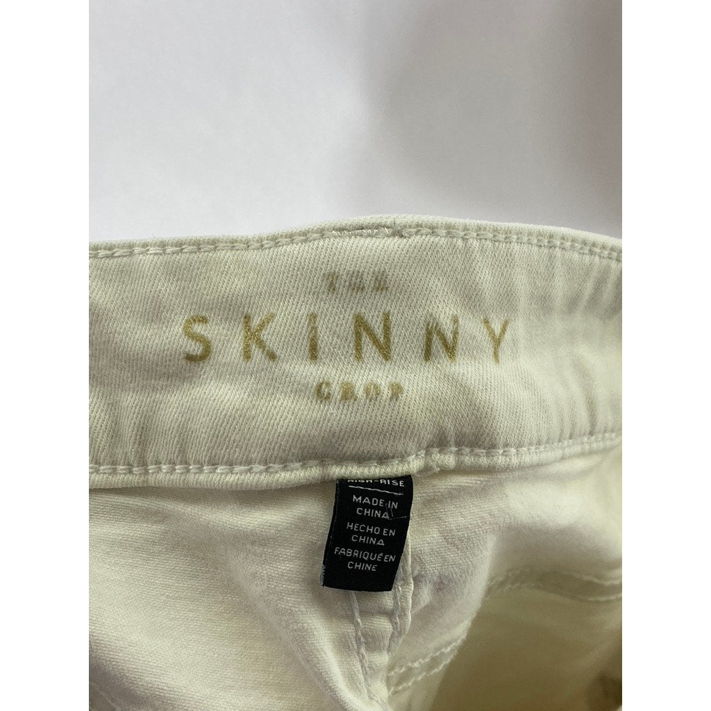 WHITE HOUSE BLACK MARKET Women's White High-Rise The Skinny Cropped Jean SZ 8