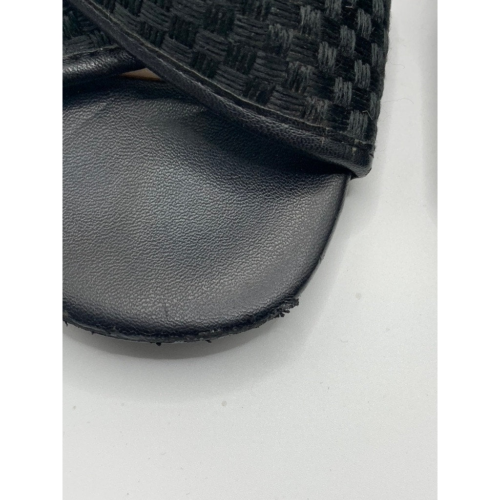 ANN TAYLOR Factory Women's Black Cross Strap Peep-Toe Block-Heel Sandals SZ 6