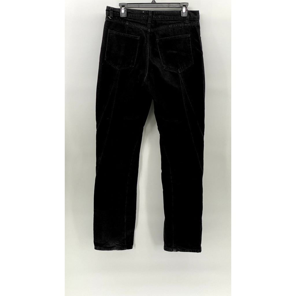 ZARA Women's Black Denim Striped High-Rise Slim Leg Regular-Fit Jeans SZ 8