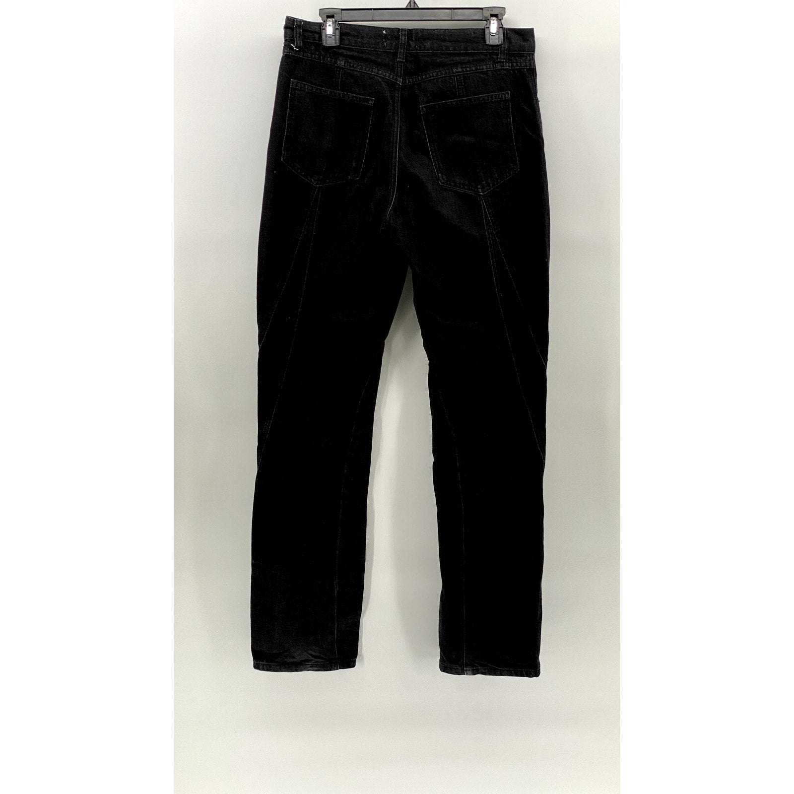 ZARA Women's Black Denim Striped High-Rise Slim Leg Regular-Fit Jeans SZ 8