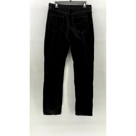 ZARA Women's Black Denim Striped High-Rise Slim Leg Regular-Fit Jeans SZ 8