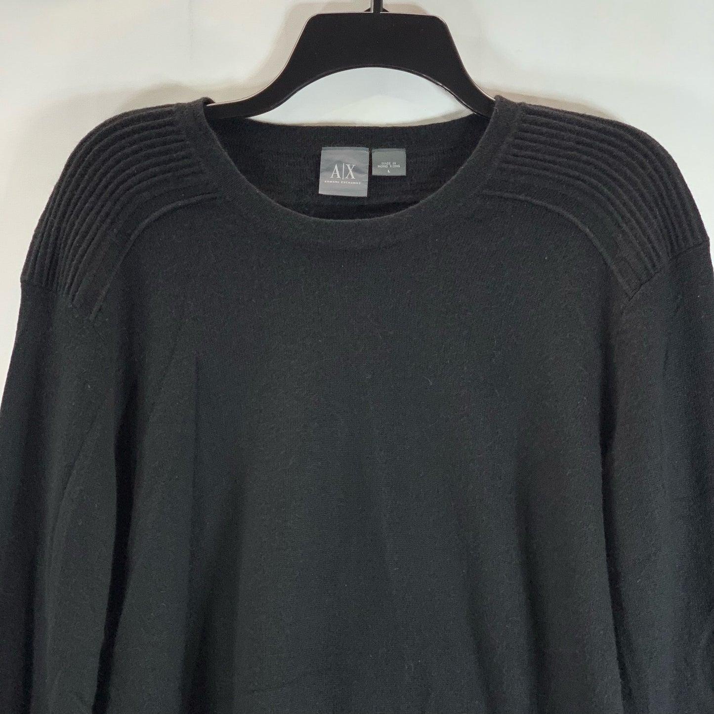 A|X ARMANI EXCHANGE Men's Black Crewneck Rib Shoulder Pullover Sweater SZ L