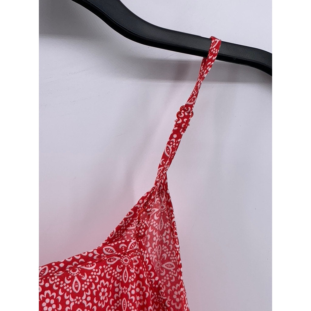 FADED GLORY Women's Red Printed Scoop-Neck Tank Top SZ L