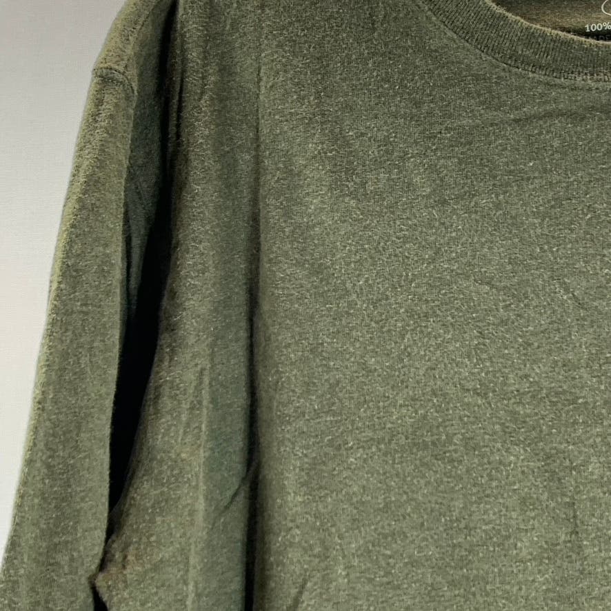 EDDIE BAUER Men's Olive Green Cotton Crewneck Essential Long Sleeve T-Shirt SZ S