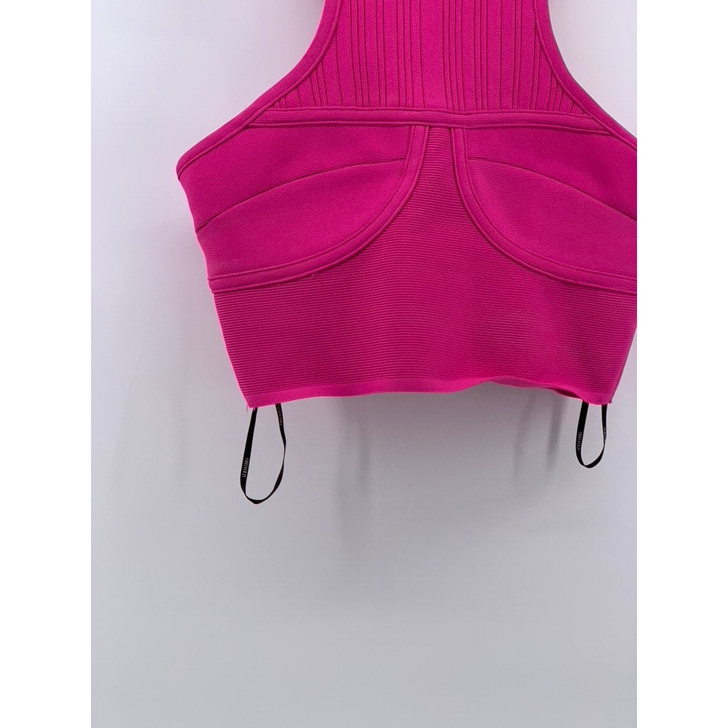 FOREVER 21 Women's Fuchsia Pink High-Neck Sleeveless Cropped Top SZ S