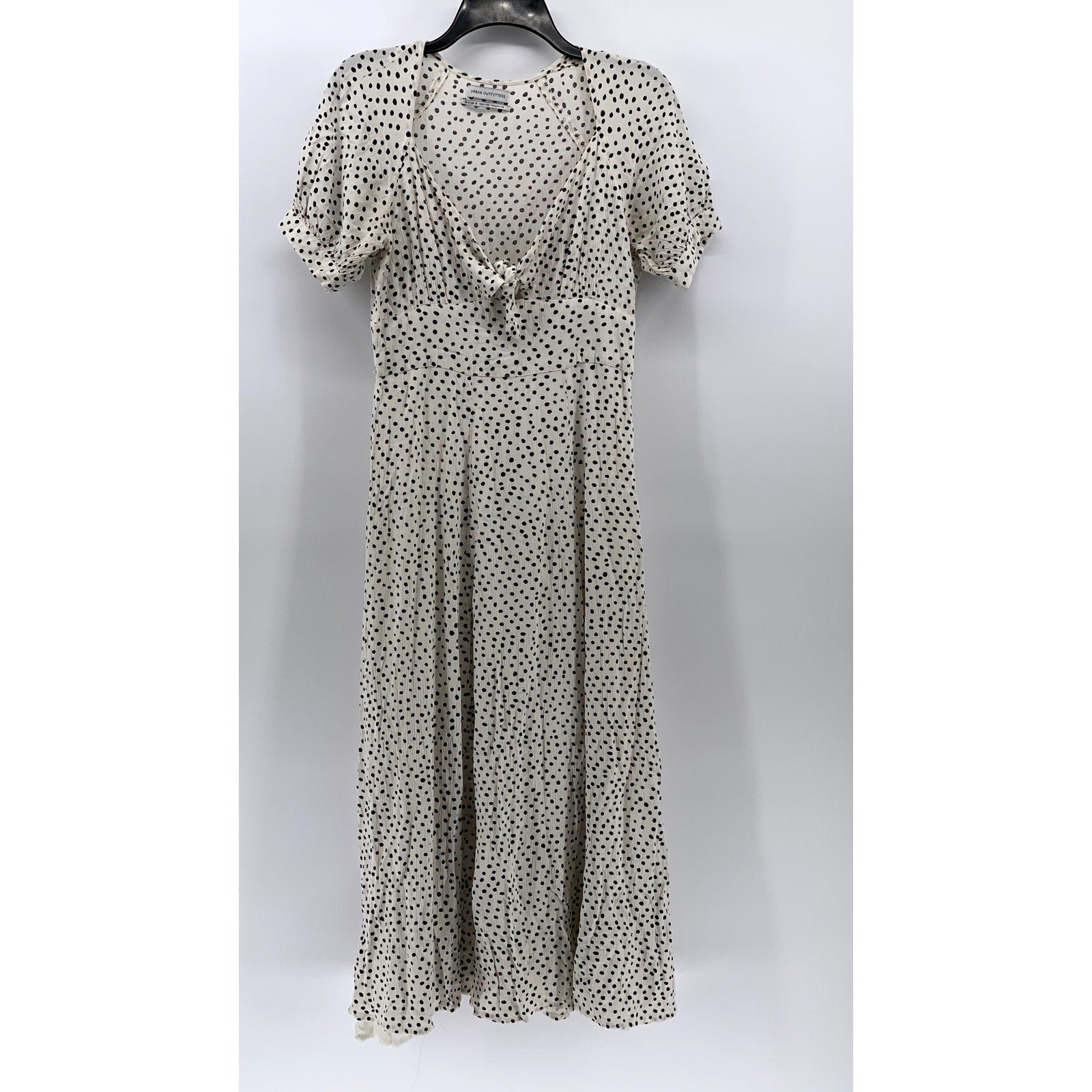 URBAN Women's White-Black Devin Polka Dot Tie-Front Midi Dress SZ 6