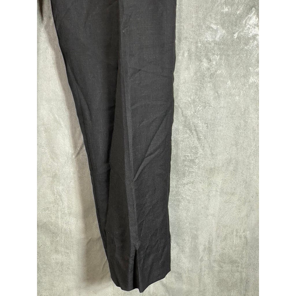 UNBRANDED Men's Black Luxe Flat Front Wool & Cashmere Blend Slim Trousers SZ 34R