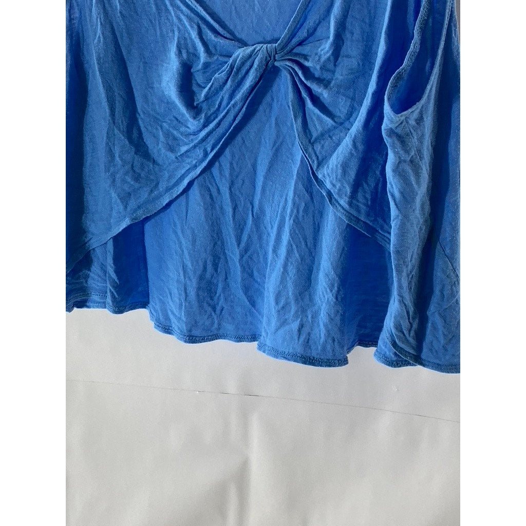 UNBRANDED Women’s Blue Tie-Knot V-Neck Open Front Tank Top SZ S