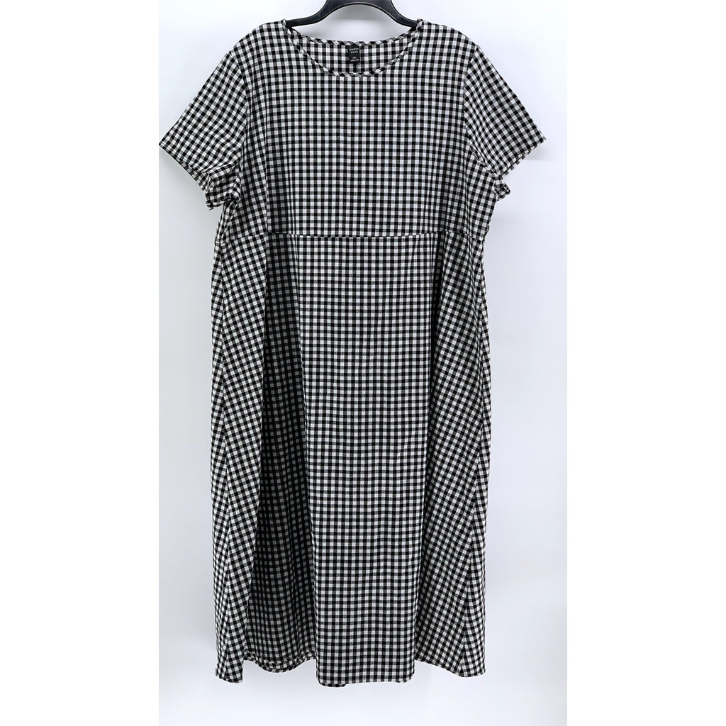EMERY ROSE Women's Black-White Micro Plaid Short Sleeve Dress SZ 3XL