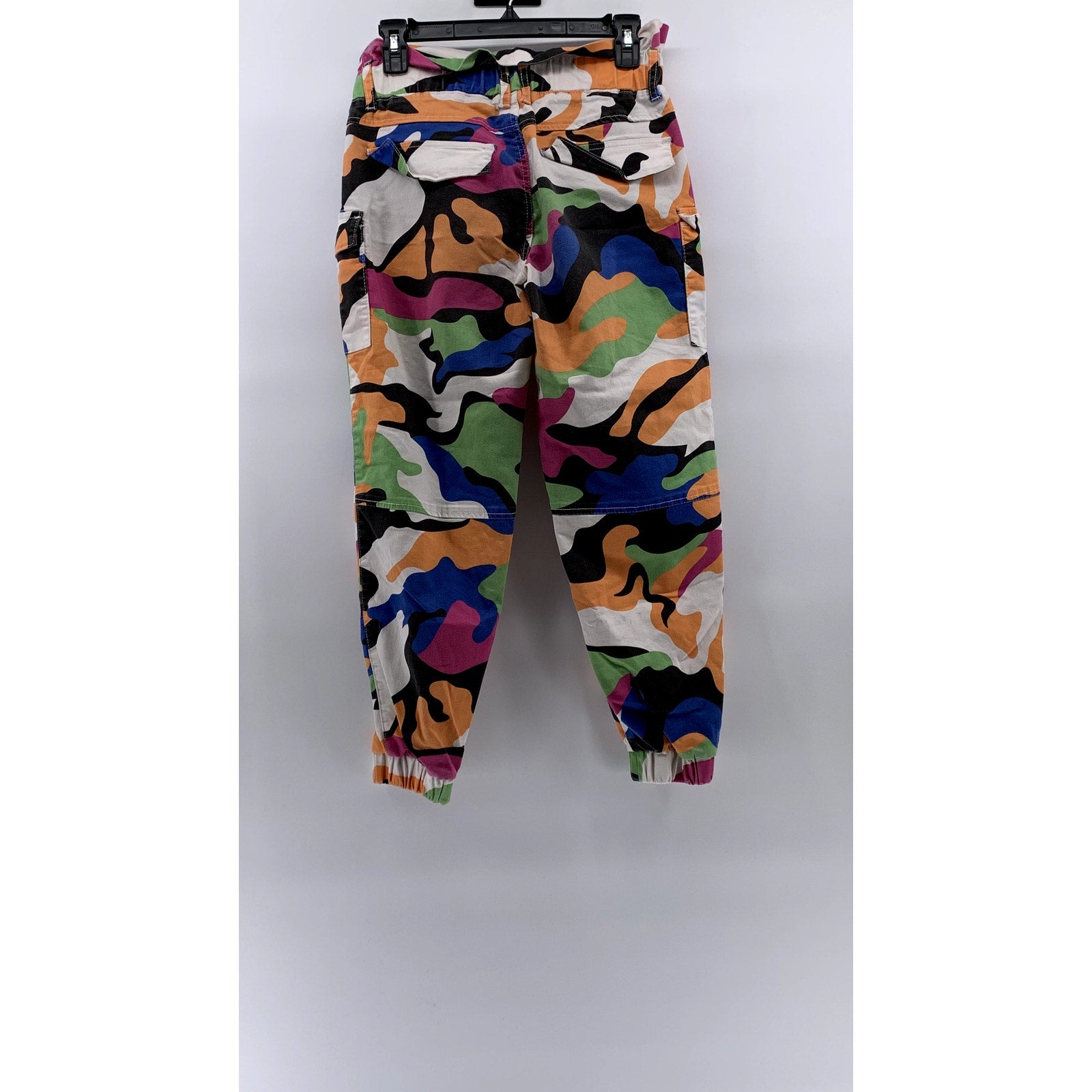 V.I.P Women's White-Multicolor Printed Bungee Cord Waist Paperbag Pants SZ 7/8