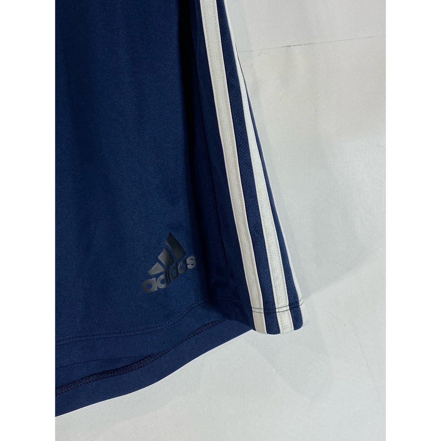 ADIDAS Men's Navy/White Climalite Three-Stripe Pull-On Active Shorts SZ L