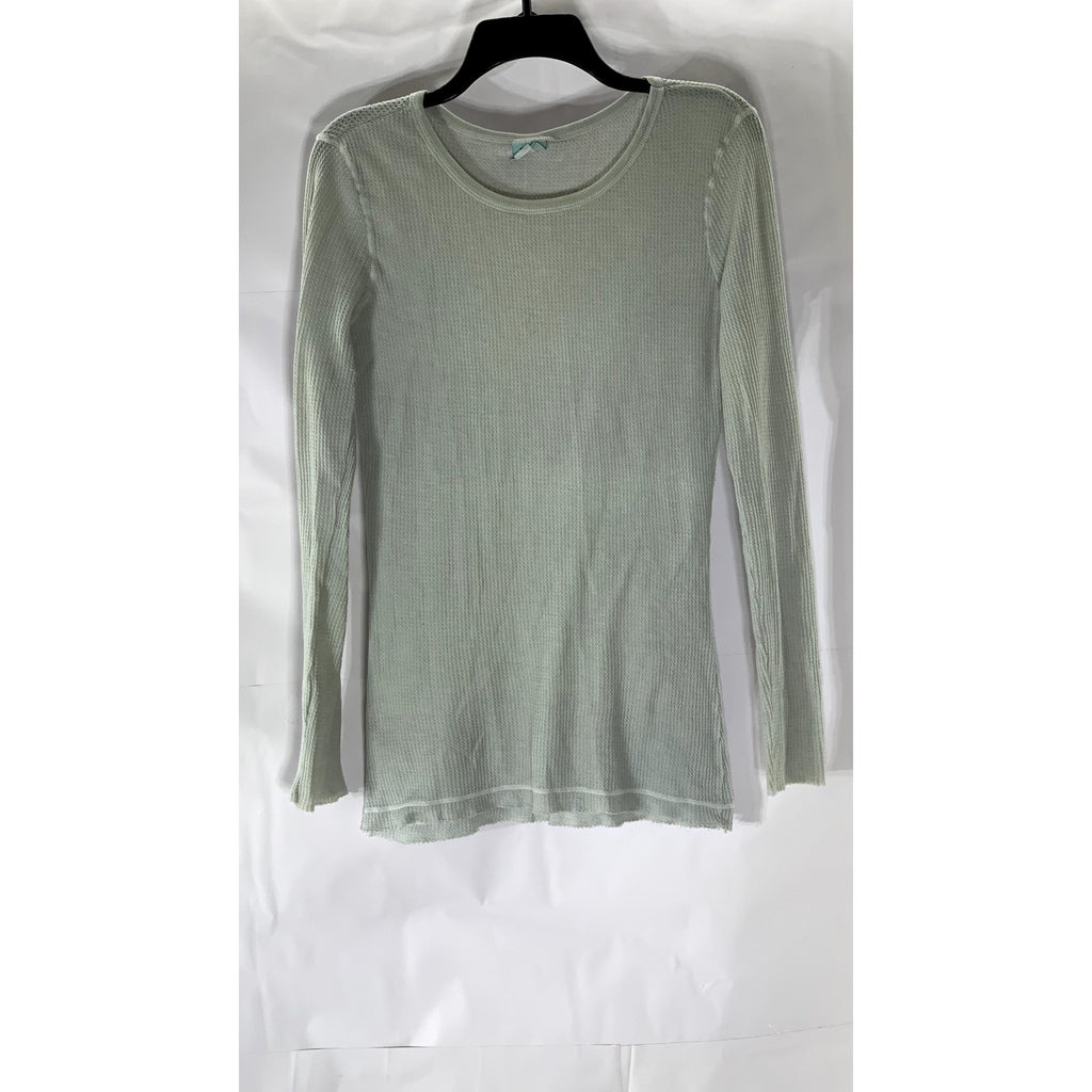 DAMSEL Women's Light Gray Thermal Knit Crewneck Lightweight Long Sleeve Top SZ L