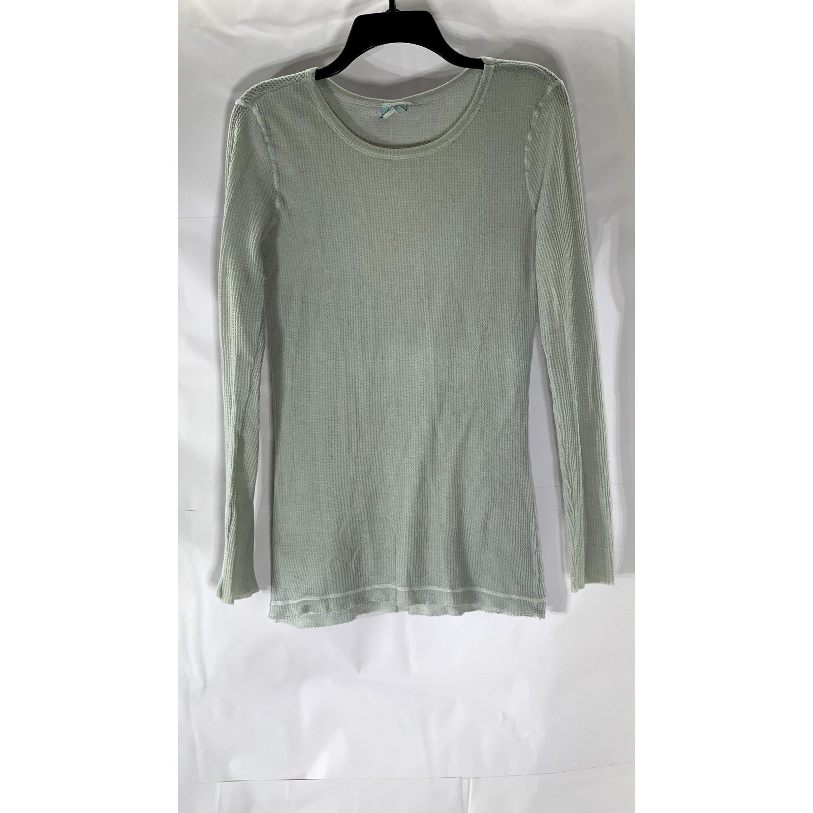 DAMSEL Women's Light Gray Thermal Knit Crewneck Lightweight Long Sleeve Top SZ L