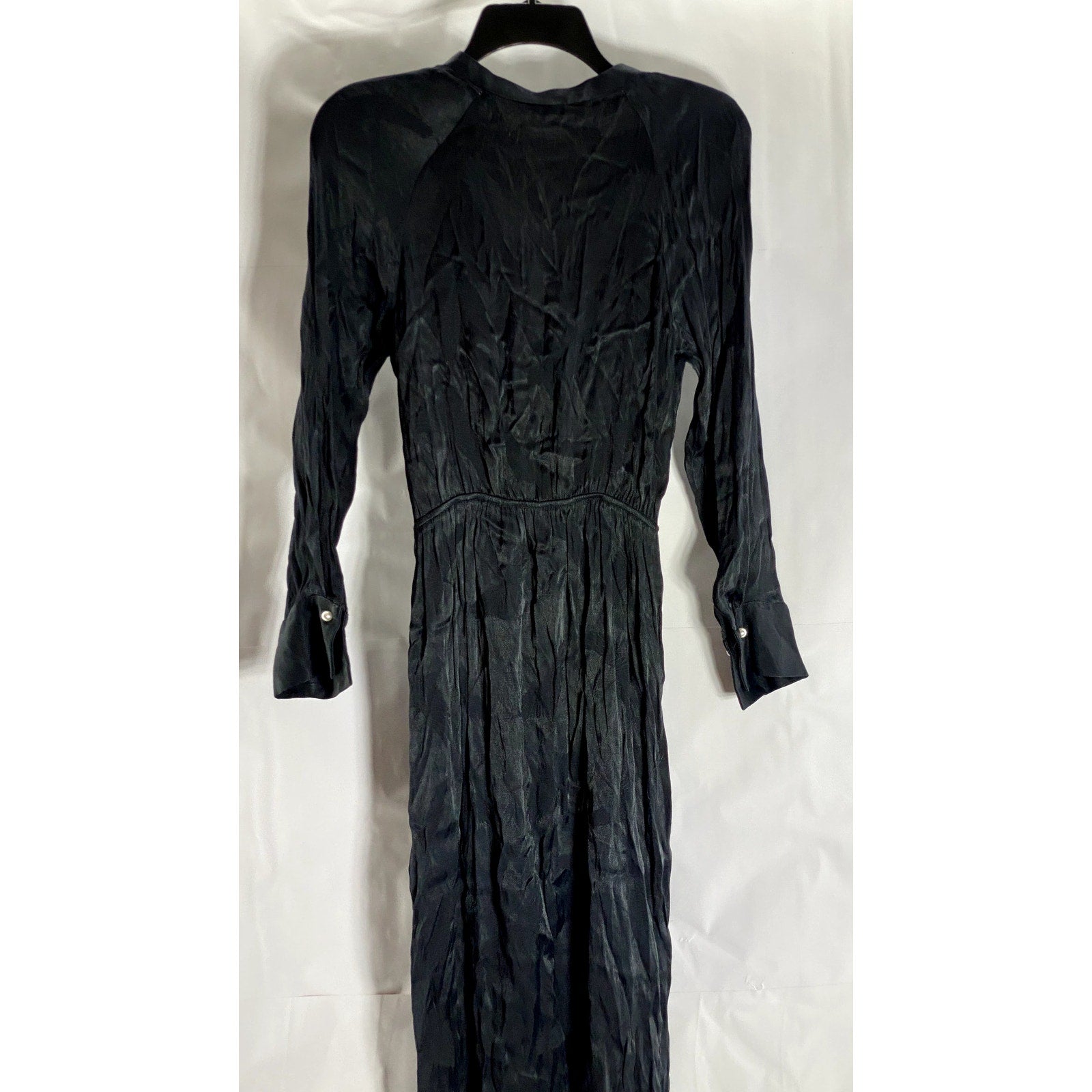 ZARA BASIC Collection Women's Black Surplice Long Sleeve Midi Dress SZ S