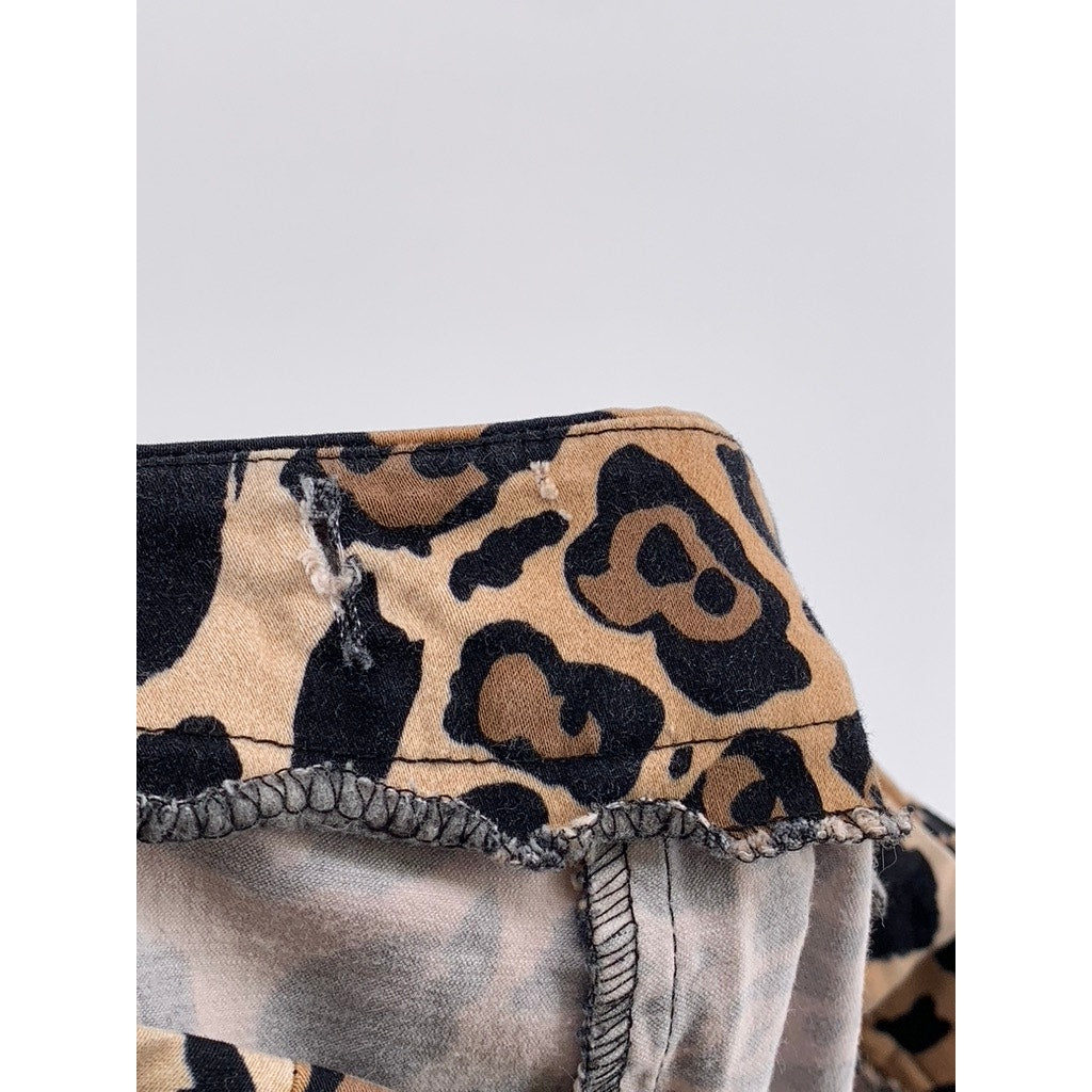 UNBRANDED Women's Tan-Black Animal Print Layered Skort SZ S