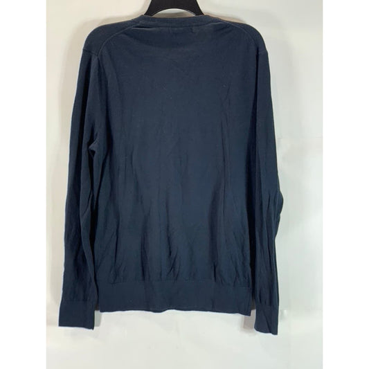 BANANA REPUBLIC Men's Navy Cotton-Blend V-Neck Pullover Sweater SZ M