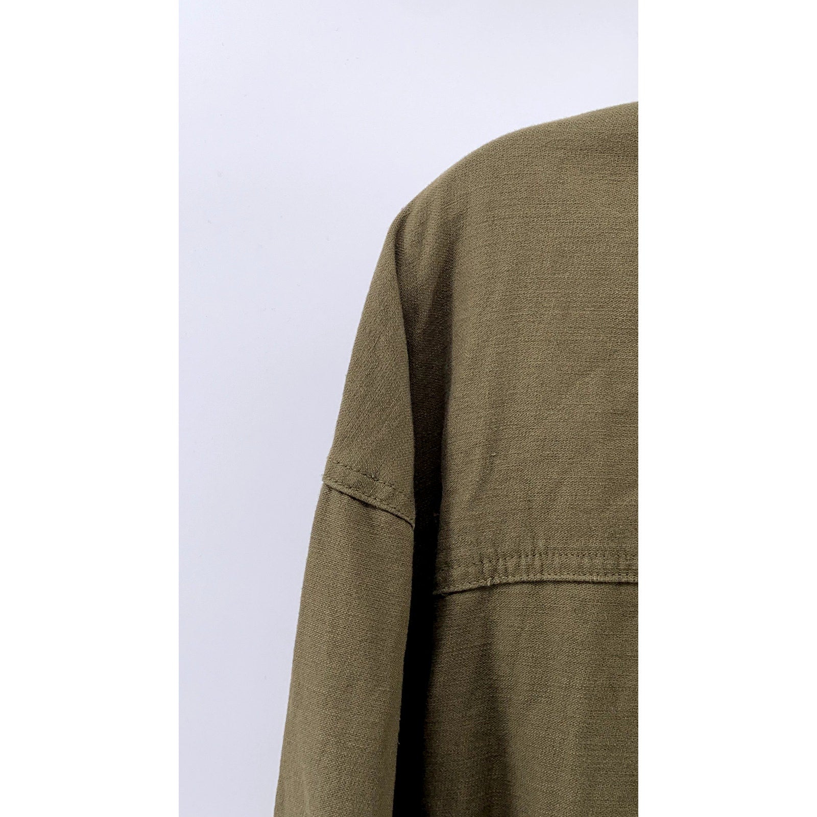 FOREVER 21 Women's Army Green Button-Up Belted Trench Coat SZ L