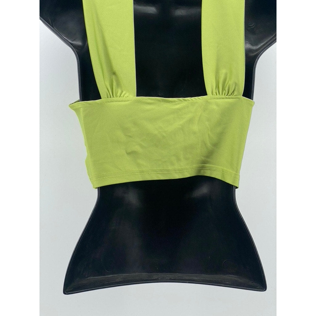 SHEIN Women's Lime Green Cross Strap Cropped Tank Top SZ 4