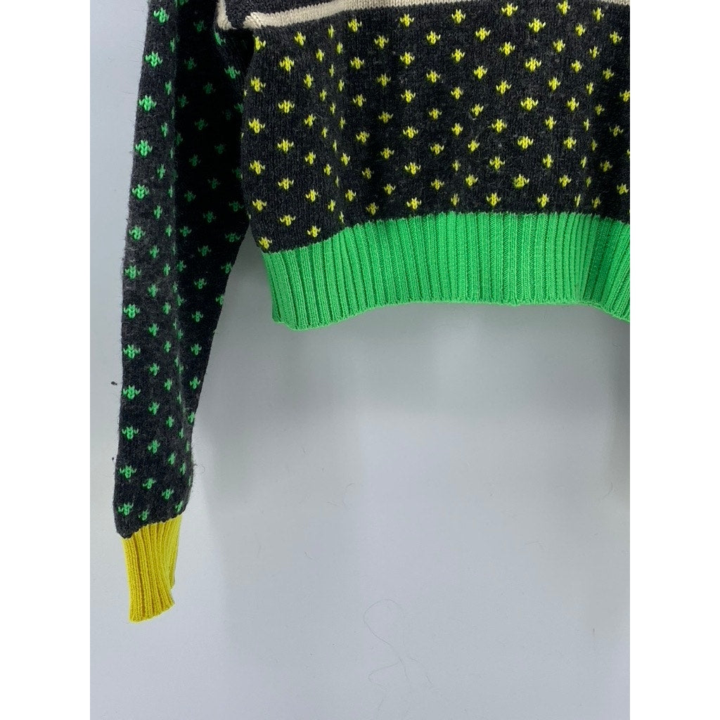 MOSCHINO Women's Multicolor Knit Mock-Neck Long Sleeve Pullover Sweater SZ 14