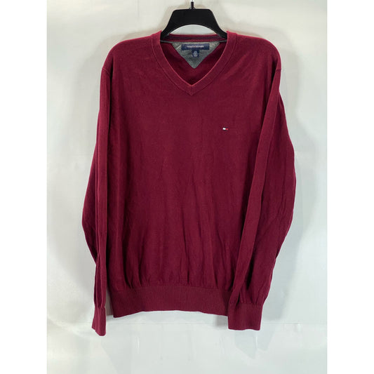 TOMMY HILFIGER Men's Sonoma Red V-Neck Pullover Sweater SZ L