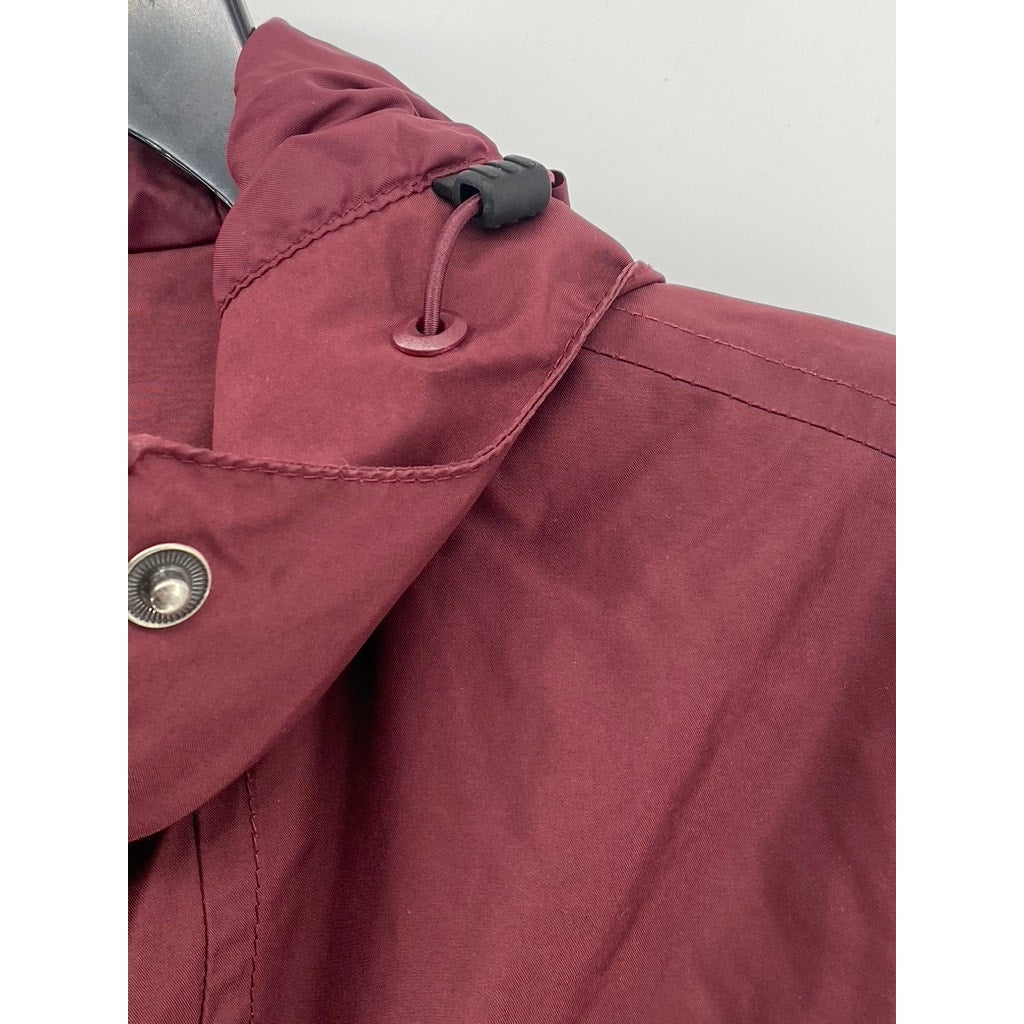 L.L. BEAN Women's Burgundy Regular-Fit Snap-Button Zip-Up Hooded Coat SZ XS