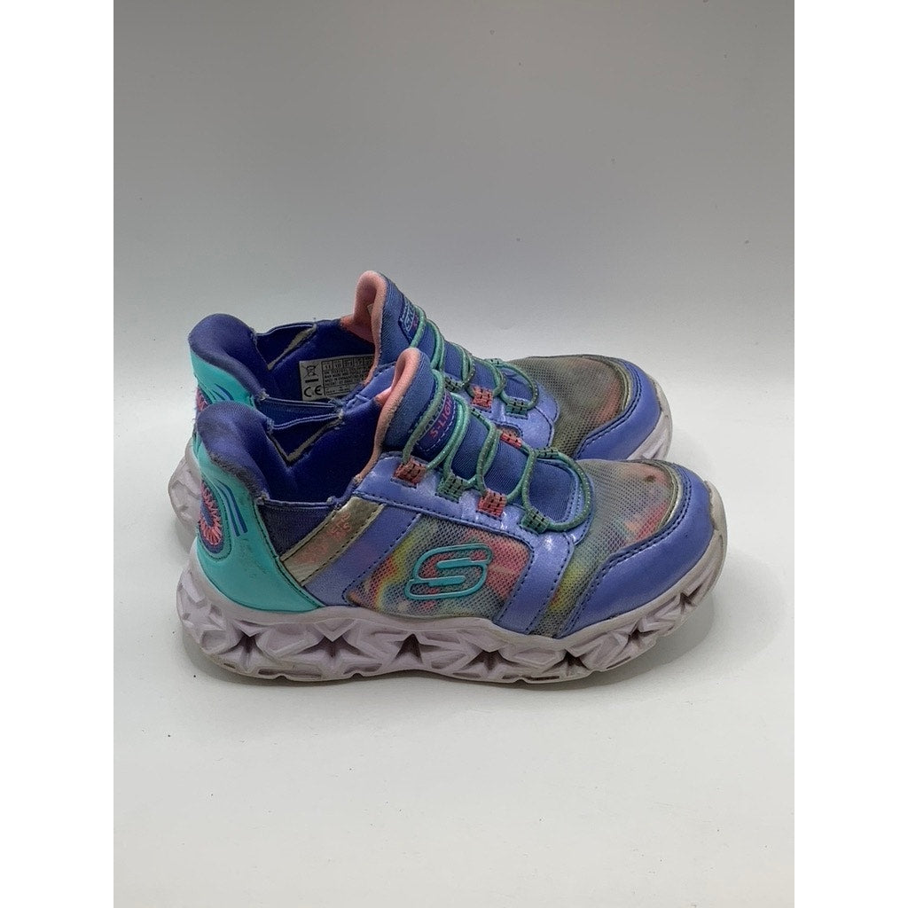 SKETCHERS Girls' Purple Galaxy Lights Tie-Dye Takeoff Light Up Sneakers SZ 11