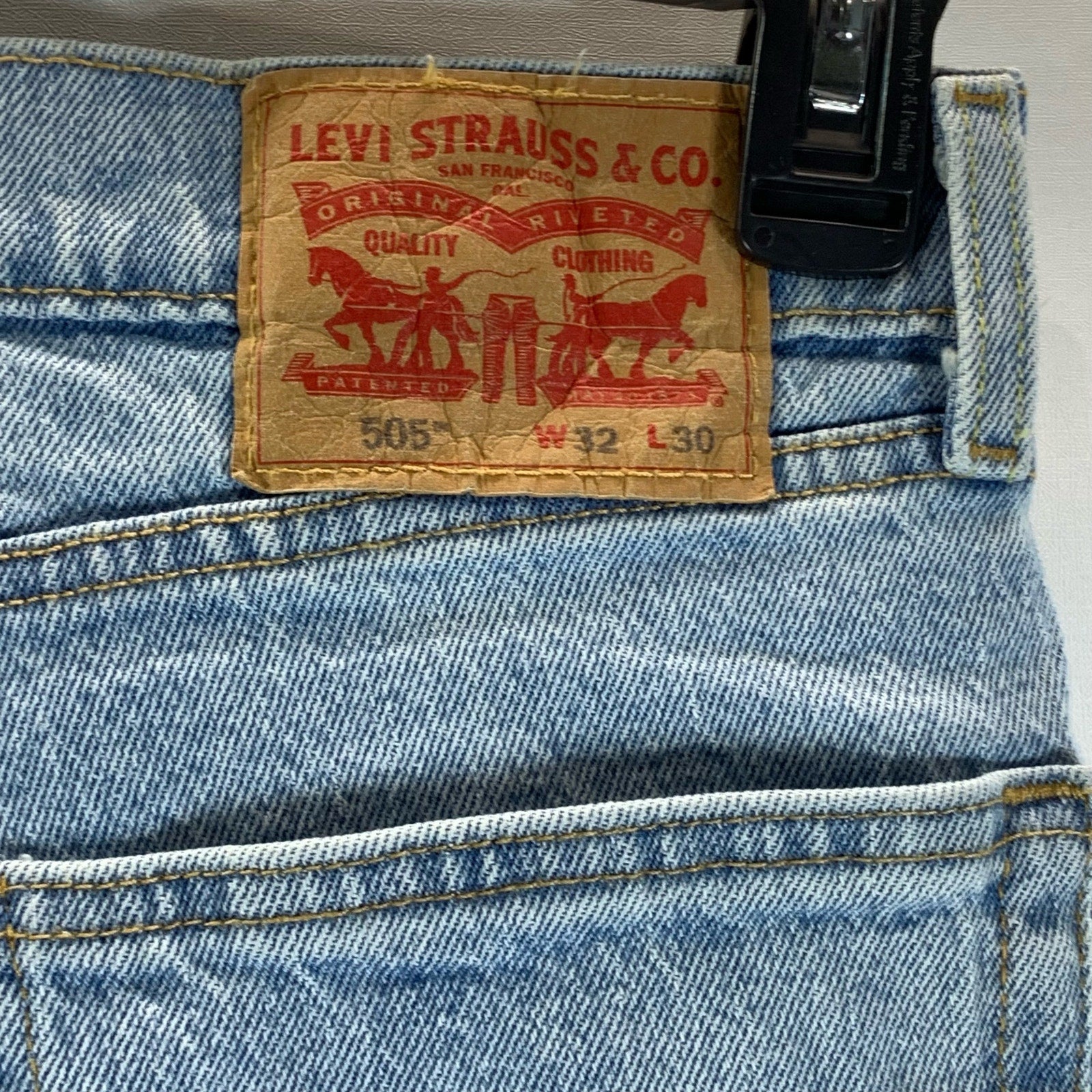 LEVI'S Men's Light Blue 505 Regular-Fit Straight-Leg Five-Pocket Jeans SZ 32X30