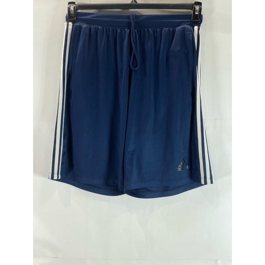 ADIDAS Men's Navy/White Climalite Three-Stripe Pull-On Active Shorts SZ L