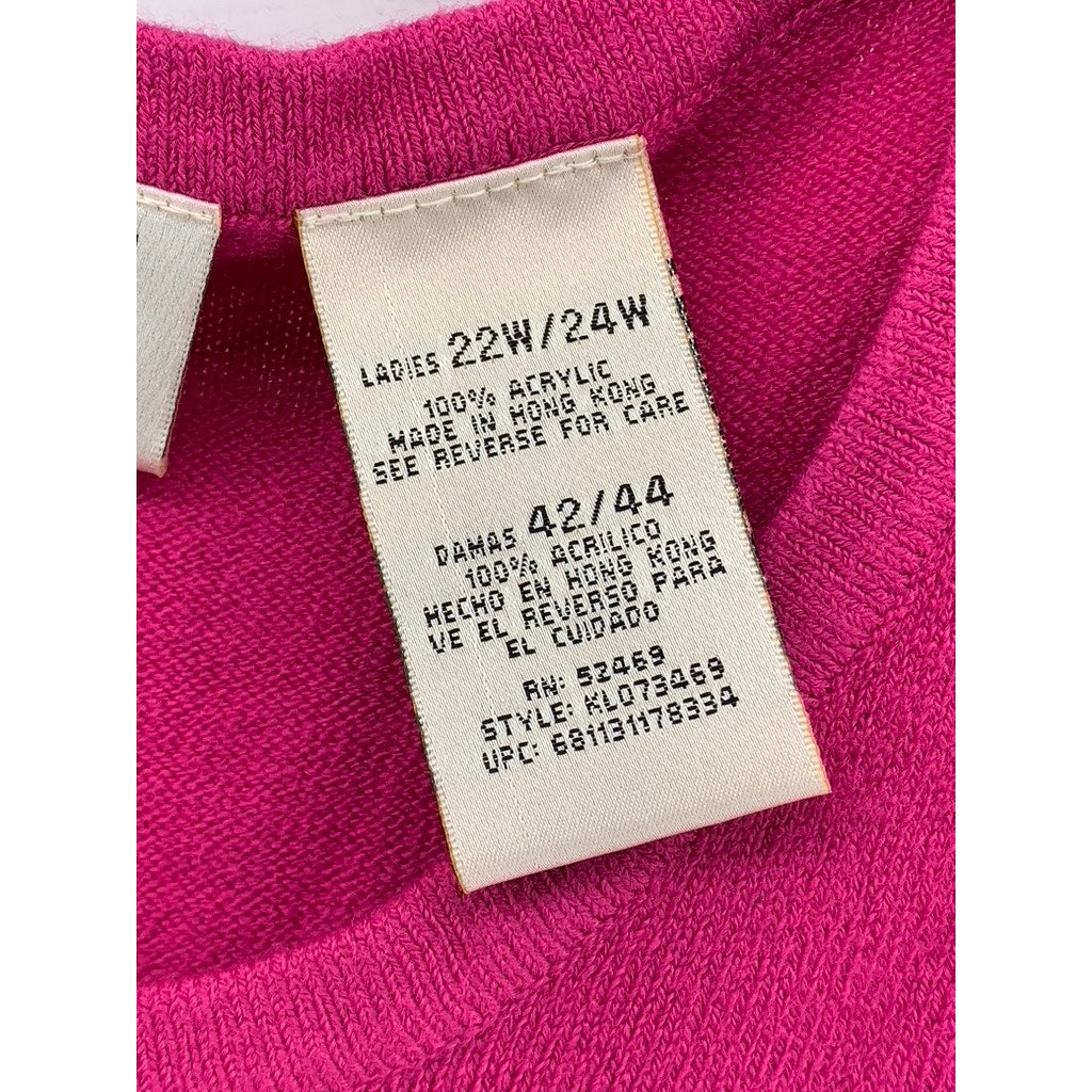 KATHIE LEE Women's Plus Magenta Crewneck Sleeveless Top SZ 22W