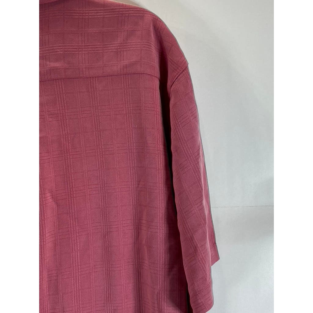 TOMMY BAHAMA Men's Red Textured Silk Vintage Button-Up Short Sleeve SZ L