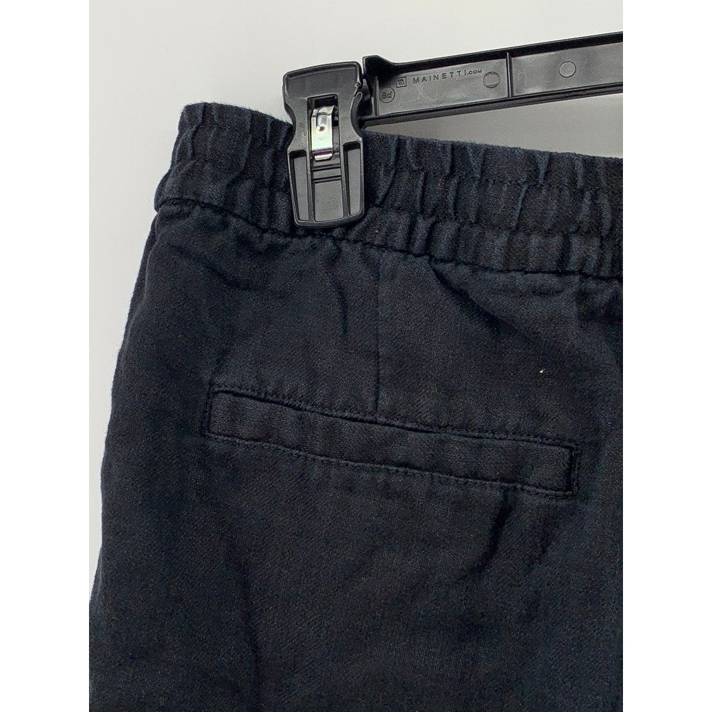 H&M Men's Black Linen Regular Fit Shorts SZ S