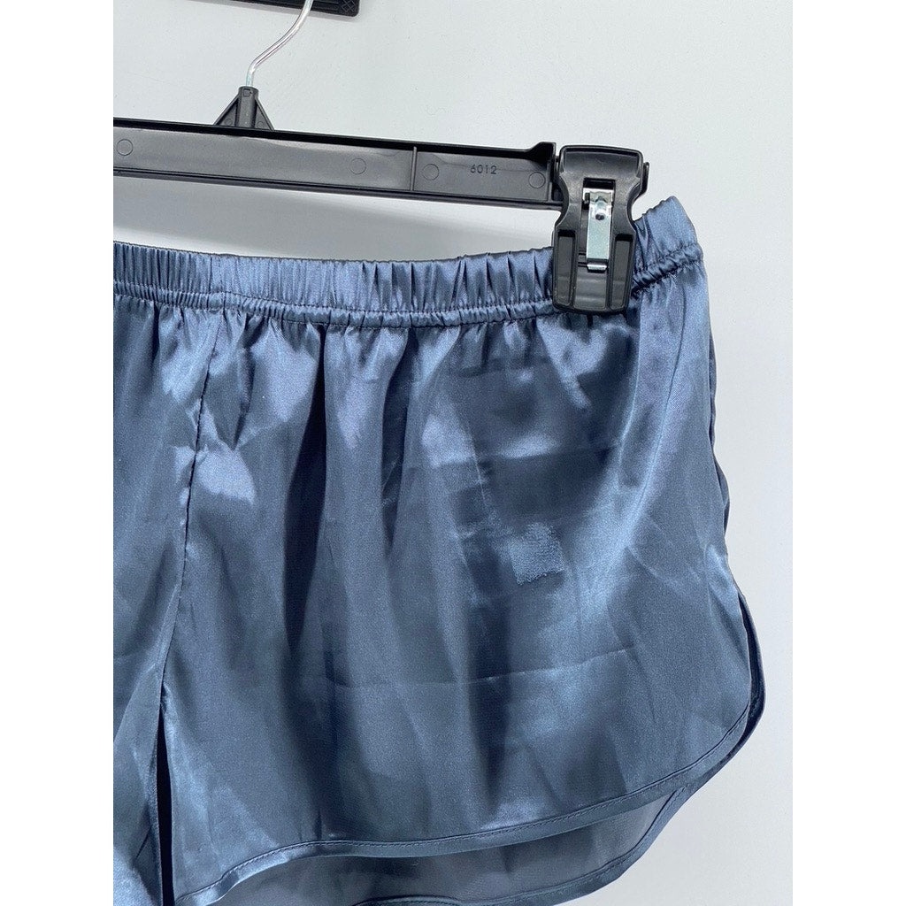 UNBRANDED Women's Blue Lightweight Pull-On Pajama Shorts SZ M