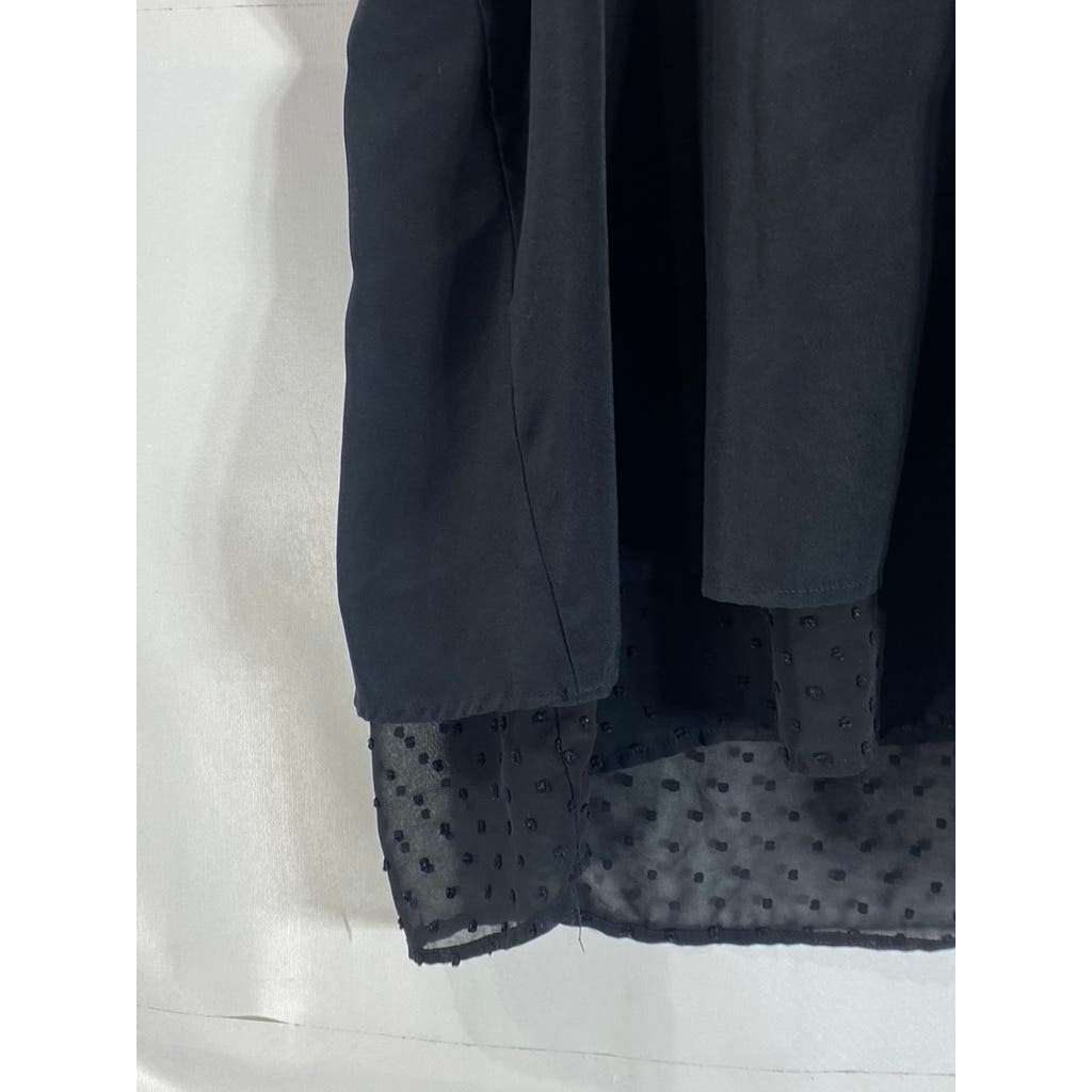 BAR III Women's Black V-Neck Embroidered Dot Cross Back Cami Top SZ S
