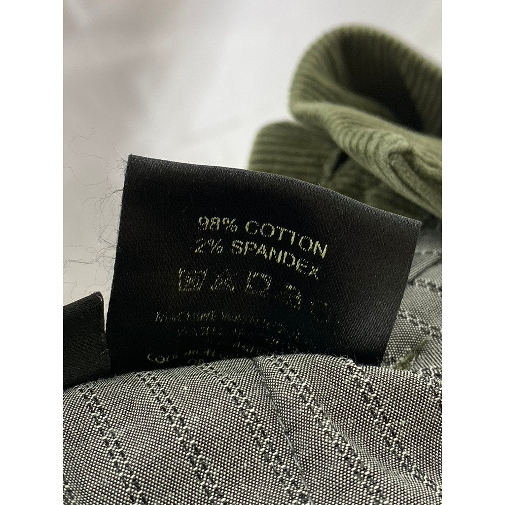 ID MENSWEAR Men's Dark Olive Green Corduroy Straight-Leg Pant SZ S