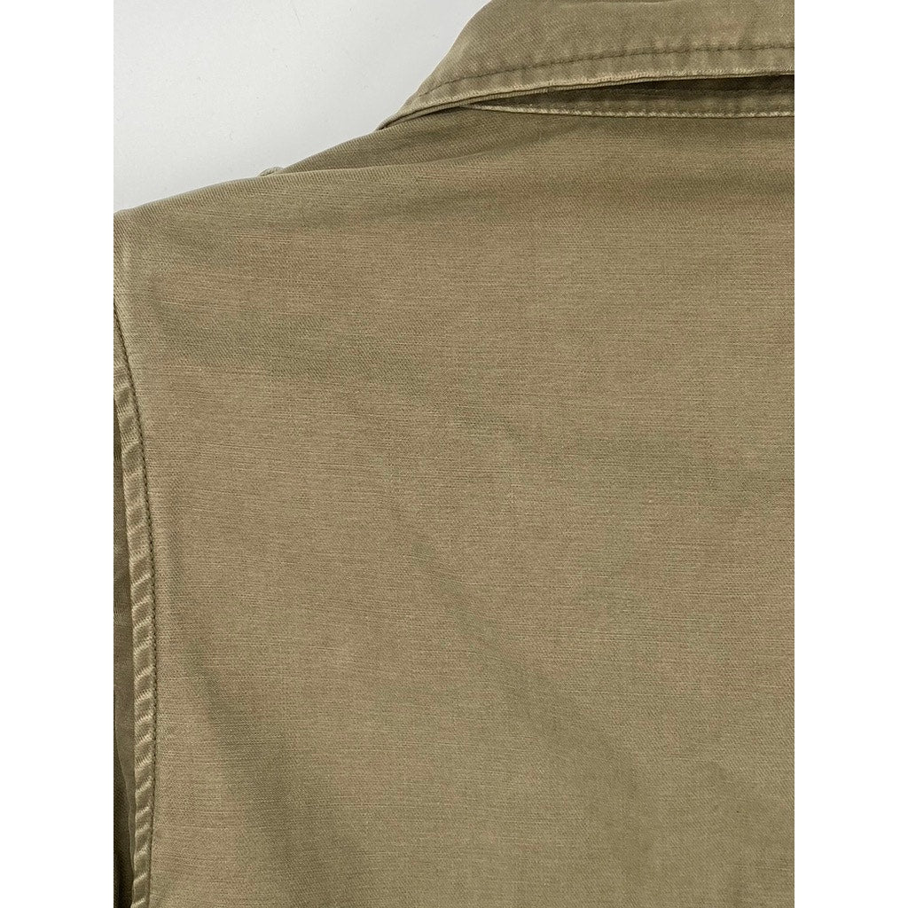 J.CREW Men's Olive Green Zip-Up Button-Up Long Sleeve Utility Jacket SZ S