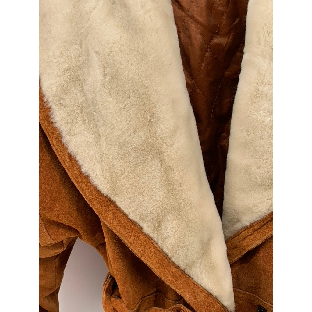 WILSONS THE LEATHER EXPERTS Women's Vintage Cognac Belted Coat SZ L