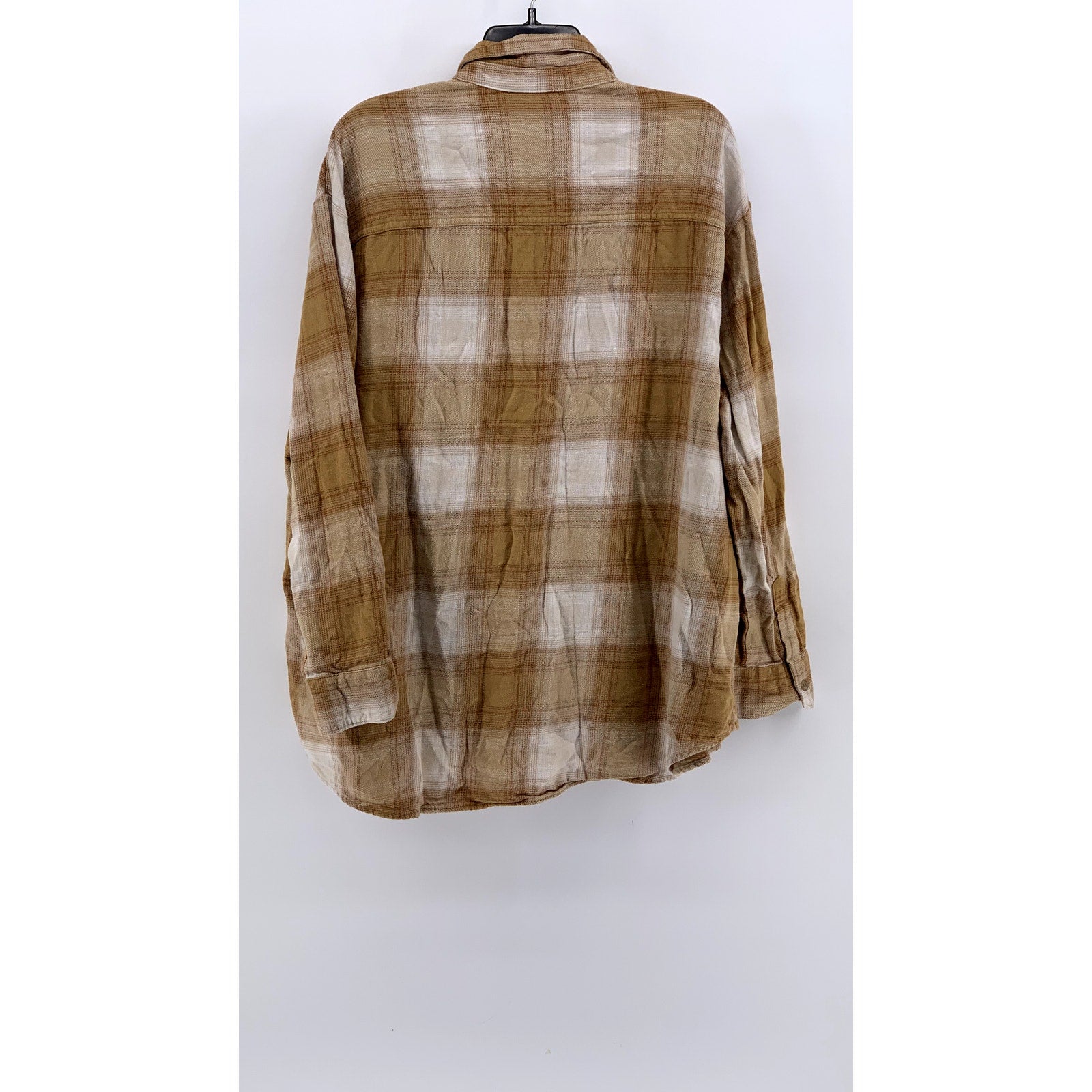 OLD NAVY Women's Tall Tan Flannel The Boyfriend Button-Up Top SZ 2XL