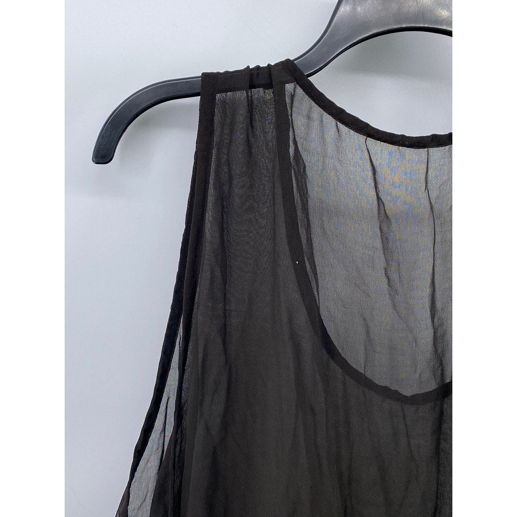 UNBRANDED Women’s Brown Mesh Sleeveless Scoop-Neck Midi Overlay Dress SZ OS