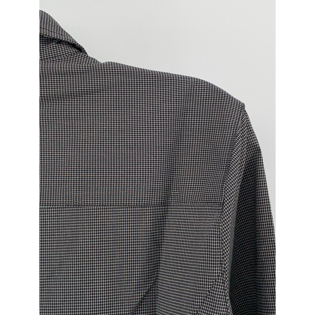 ALFANI Women's Black Houndstooth Button-Up Long Sleeve Top SZ 14