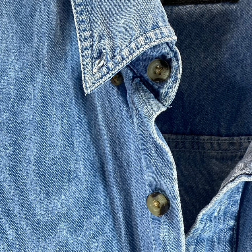 ULTRACLUB Men's Blue Cypress Denim Long Sleeve Button-Up Shirt SZ L