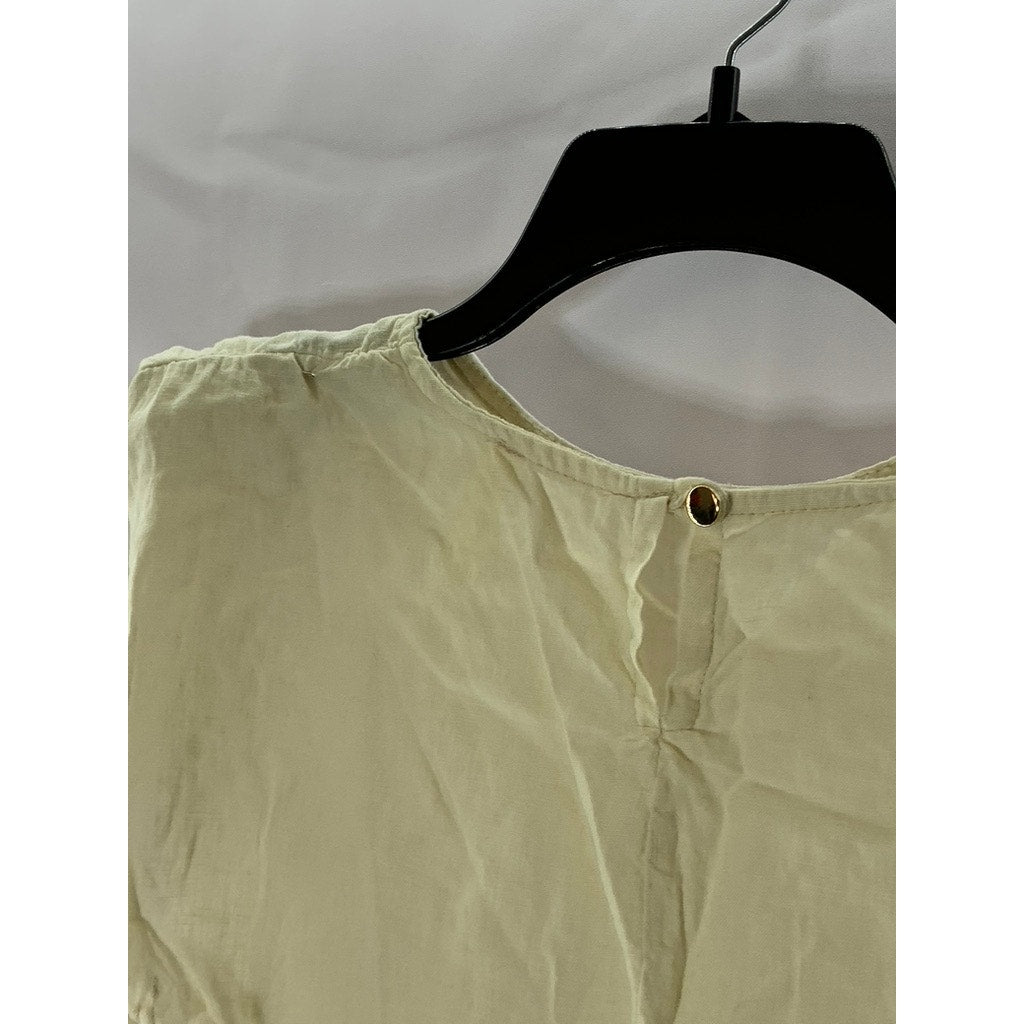 NEW COLLECTION Women's Cream Side-Tie Crewneck Sleeveless Top SZ S