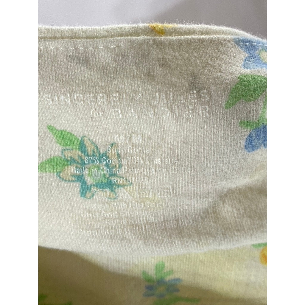 SINCERELY JULES X BANDIER Women's White-Yellow Floral Ruffle-Sleeve Bralette SZM