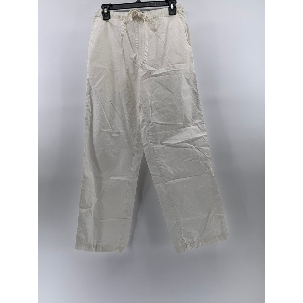BDG Women's White Drawstring Relaxed-Fit Straight-Leg Pull-On Pants SZ S
