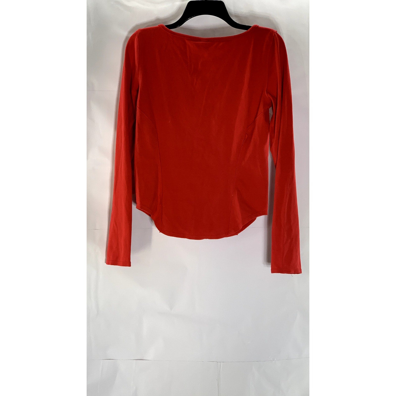 WE THE FREE Women's Red Jacqui Lace-Up Long Sleeve Round-Hem Top SZ S