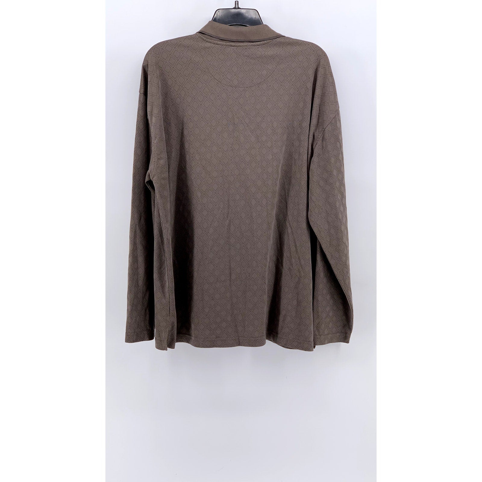 BURMA BIBAS Men's Biege Textured Long Sleeve Polo Shirt SZ L