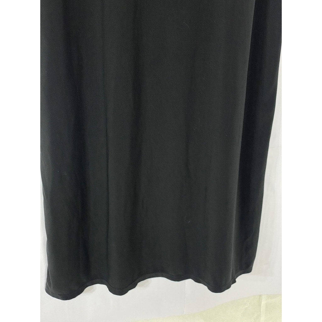 STUDIO I Women's Black Scoop-Neck Sleeveless A-Line Midi Dress SZ 14