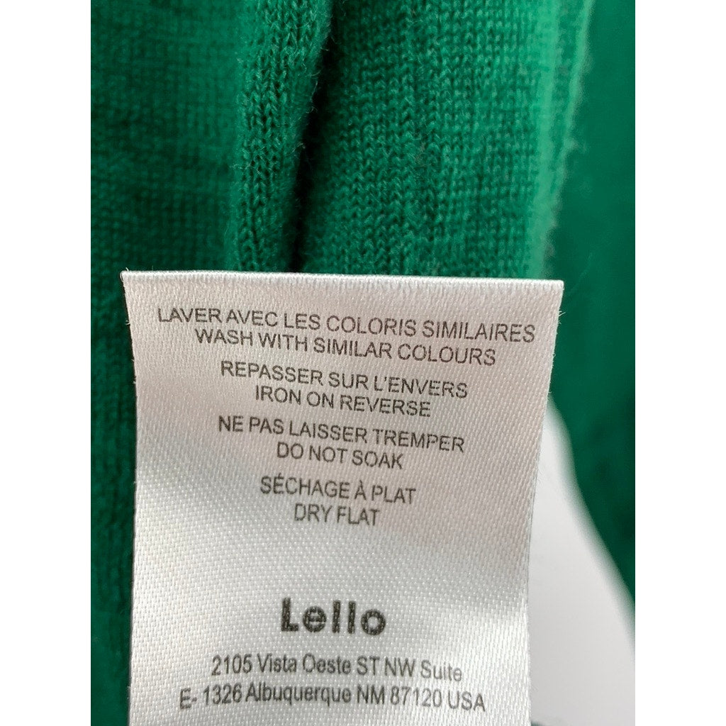 LELLO Men's Dark Green Knit Crewneck Wool Sweater SZ L
