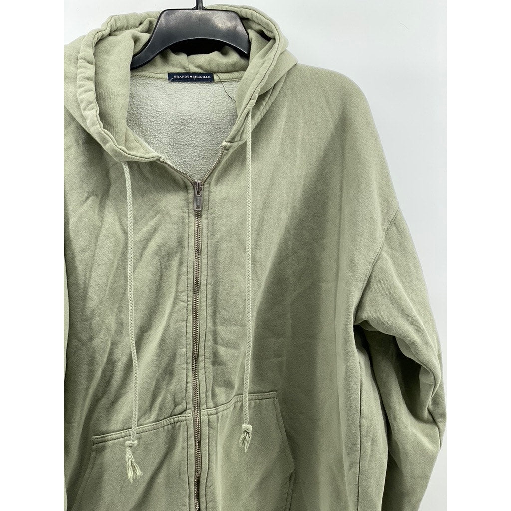 BRANDY MELVILLE Women's Light Green Oversized Long Sleeve Zip-Up Sweater SZ OS