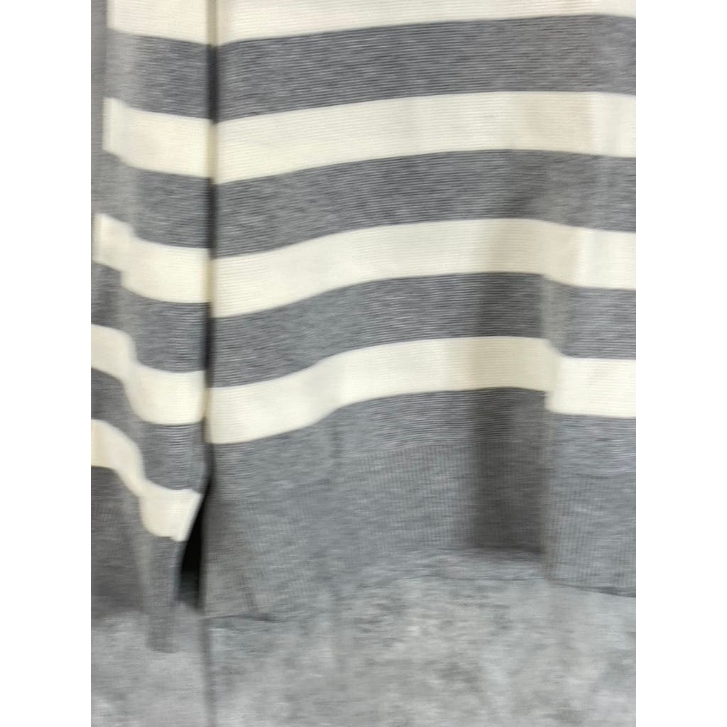 COS Men's Cream/Gray Striped Regular-Fit Crewneck Pullover Sweater SZ L